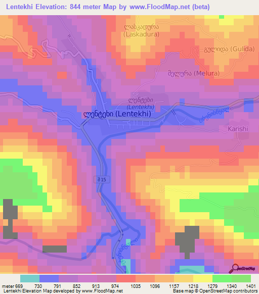 Lentekhi,Georgia Elevation Map