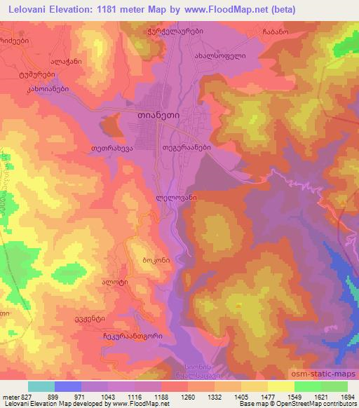 Lelovani,Georgia Elevation Map