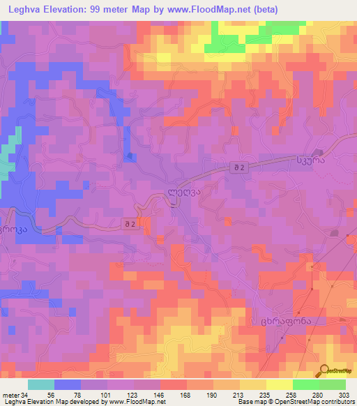 Leghva,Georgia Elevation Map