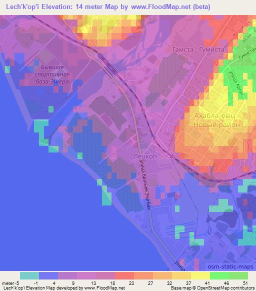 Lech'k'op'i,Georgia Elevation Map