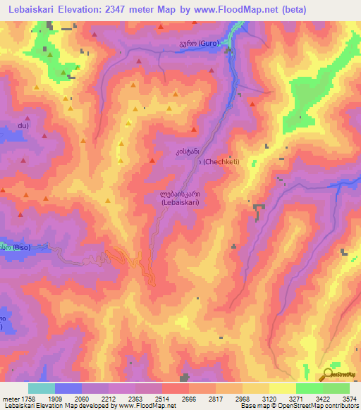 Lebaiskari,Georgia Elevation Map