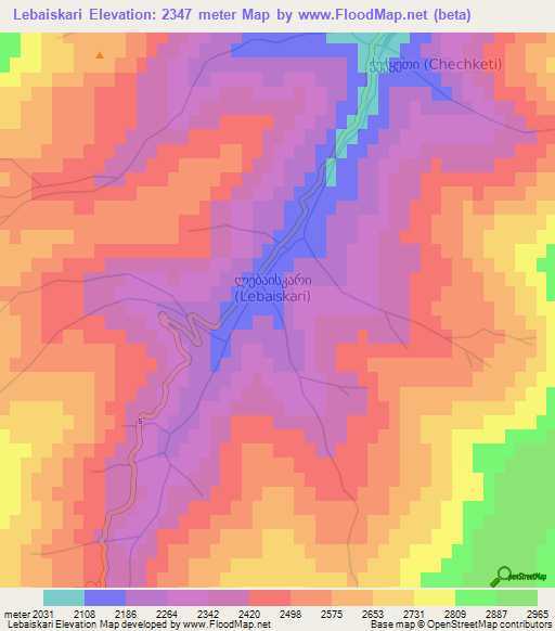 Lebaiskari,Georgia Elevation Map