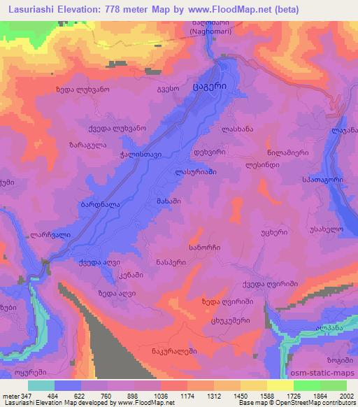 Lasuriashi,Georgia Elevation Map