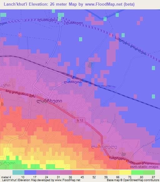 Lanch'khut'i,Georgia Elevation Map