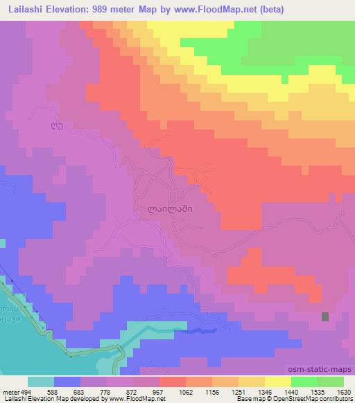 Lailashi,Georgia Elevation Map