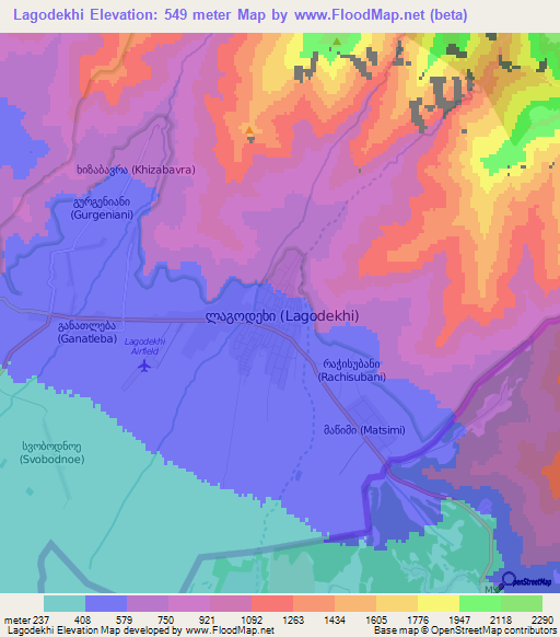 Lagodekhi,Georgia Elevation Map