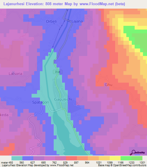 Lajanurhesi,Georgia Elevation Map