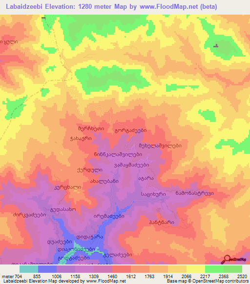 Labaidzeebi,Georgia Elevation Map
