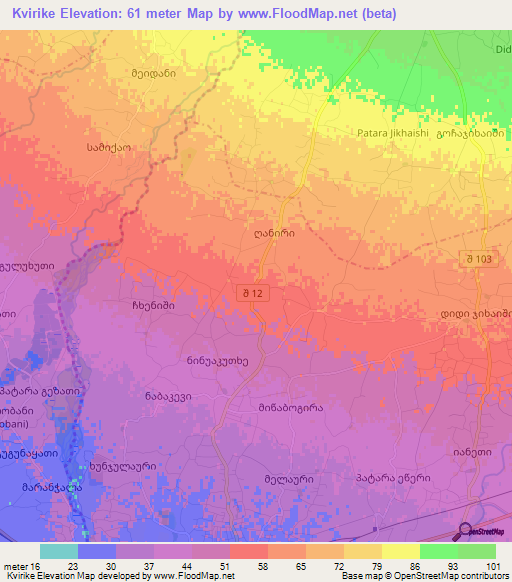 Kvirike,Georgia Elevation Map