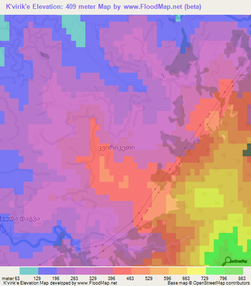 K'virik'e,Georgia Elevation Map