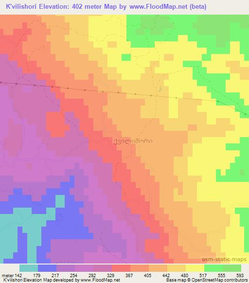 K'vilishori,Georgia Elevation Map