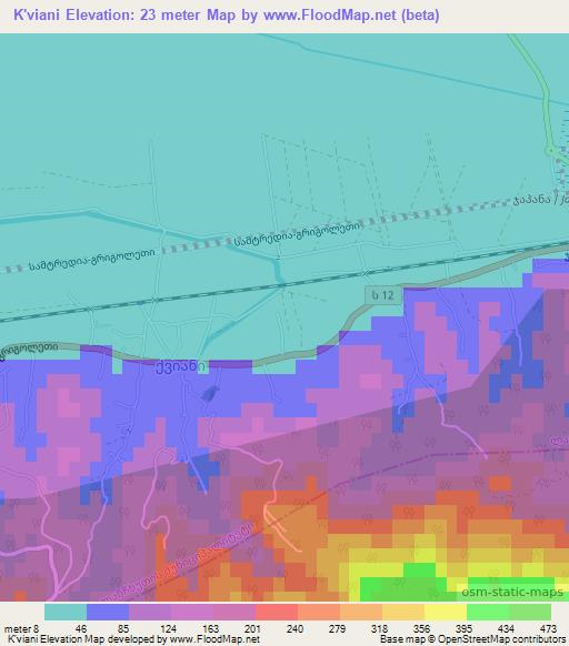 K'viani,Georgia Elevation Map
