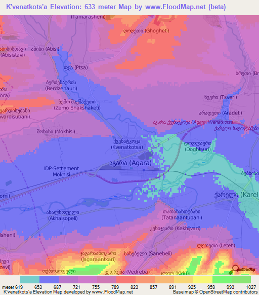 K'venatkots'a,Georgia Elevation Map
