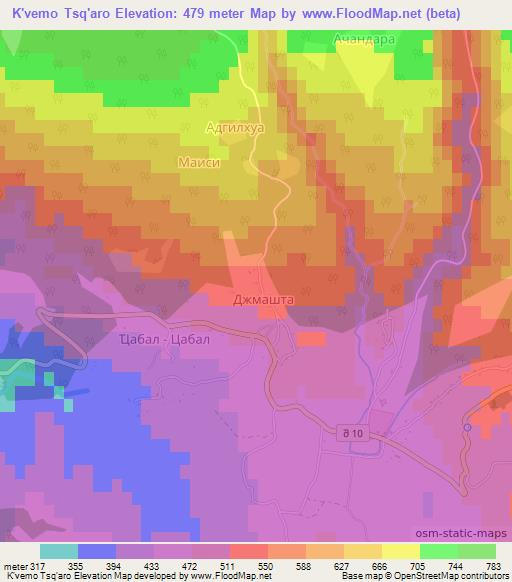 K'vemo Tsq'aro,Georgia Elevation Map