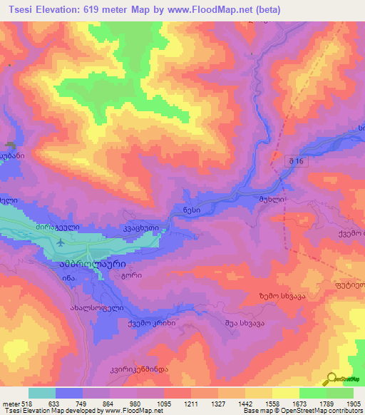 Tsesi,Georgia Elevation Map