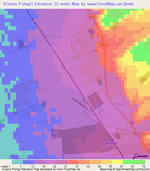K'vemo P'shap'i,Georgia Elevation Map