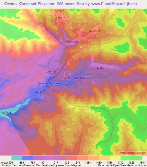 K'vemo K'arzmani,Georgia Elevation Map