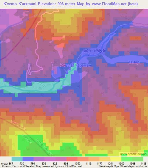 K'vemo K'arzmani,Georgia Elevation Map