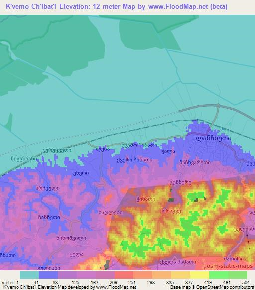 K'vemo Ch'ibat'i,Georgia Elevation Map
