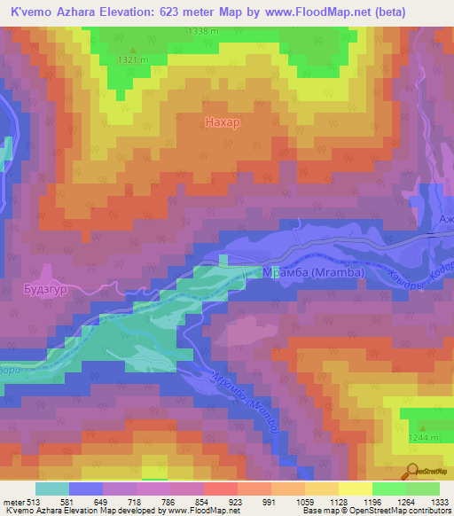 K'vemo Azhara,Georgia Elevation Map