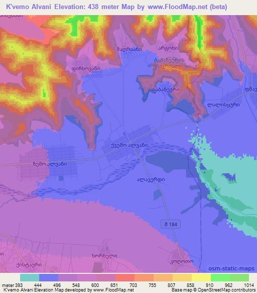 K'vemo Alvani,Georgia Elevation Map