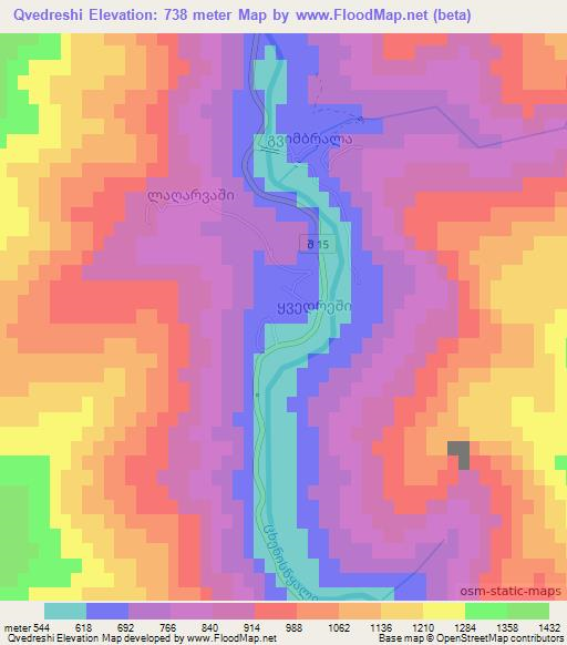 Qvedreshi,Georgia Elevation Map