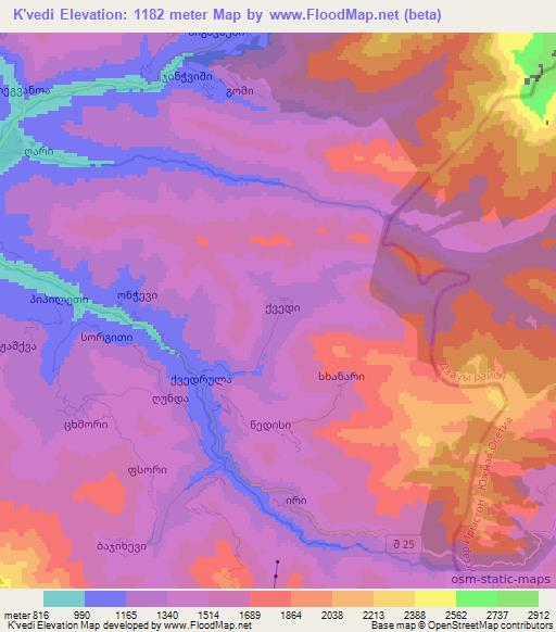 K'vedi,Georgia Elevation Map