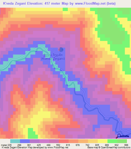 K'veda Zegani,Georgia Elevation Map