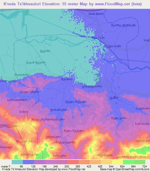 K'veda Ts'ikhesulori,Georgia Elevation Map