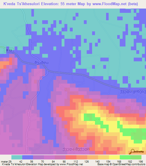 K'veda Ts'ikhesulori,Georgia Elevation Map