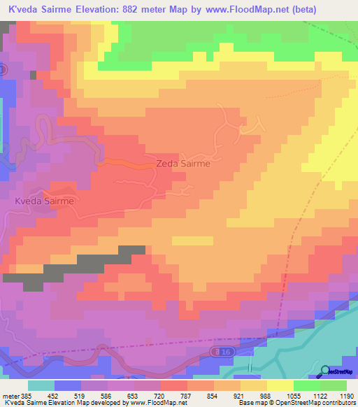 K'veda Sairme,Georgia Elevation Map