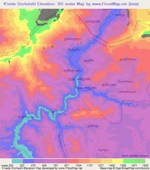 K'veda Oncheishi,Georgia Elevation Map