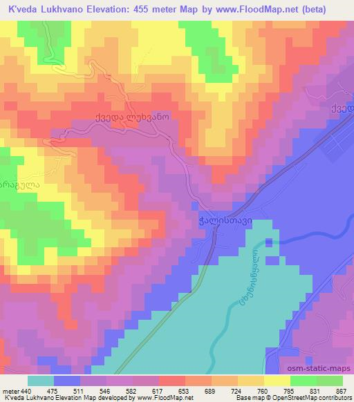 K'veda Lukhvano,Georgia Elevation Map
