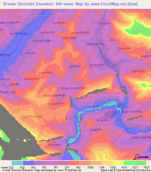 K'veda Ghvirishi,Georgia Elevation Map
