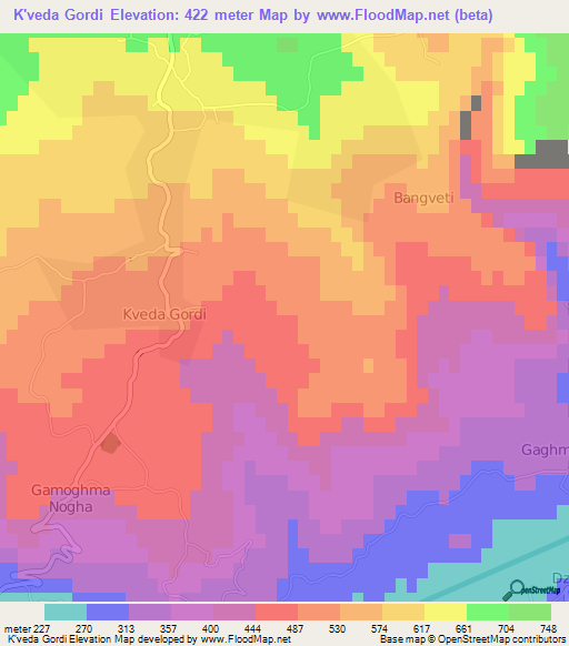 K'veda Gordi,Georgia Elevation Map