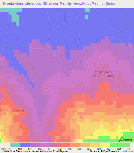 K'veda Gora,Georgia Elevation Map