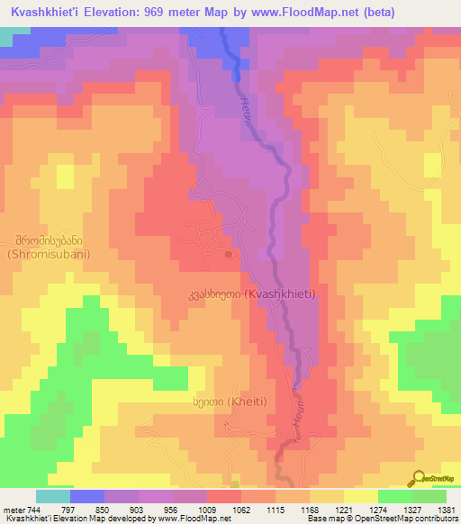 Kvashkhiet'i,Georgia Elevation Map