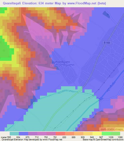 Qvareltsqali,Georgia Elevation Map