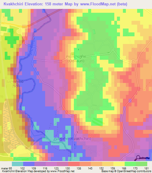 Kvakhchiri,Georgia Elevation Map