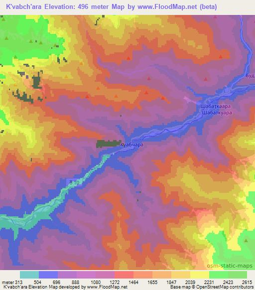 K'vabch'ara,Georgia Elevation Map