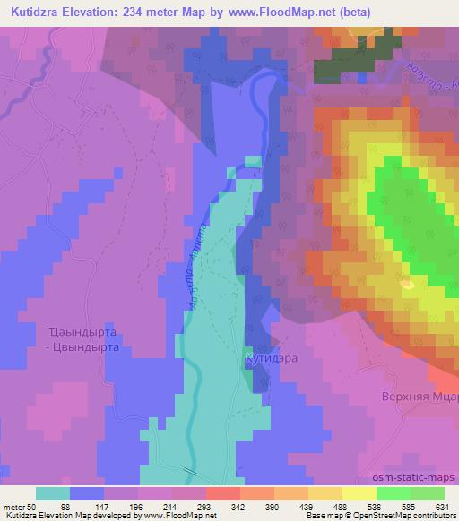 Kutidzra,Georgia Elevation Map