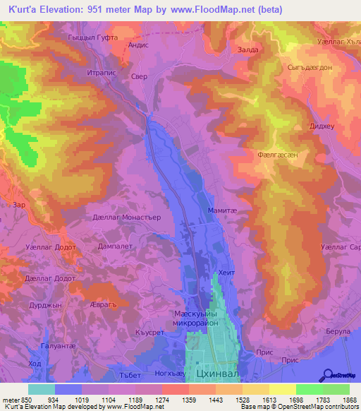 K'urt'a,Georgia Elevation Map