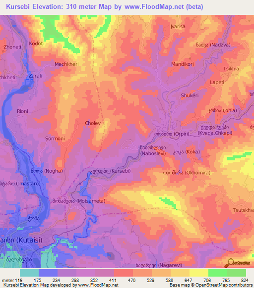 Kursebi,Georgia Elevation Map