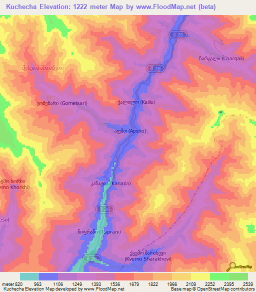 Kuchecha,Georgia Elevation Map