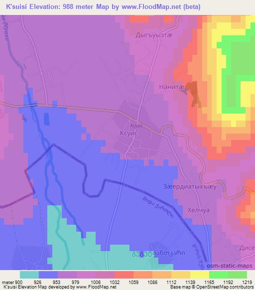 K'suisi,Georgia Elevation Map