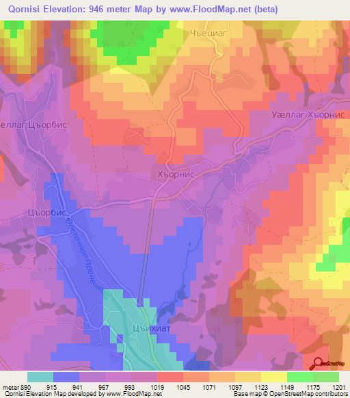 Qornisi,Georgia Elevation Map