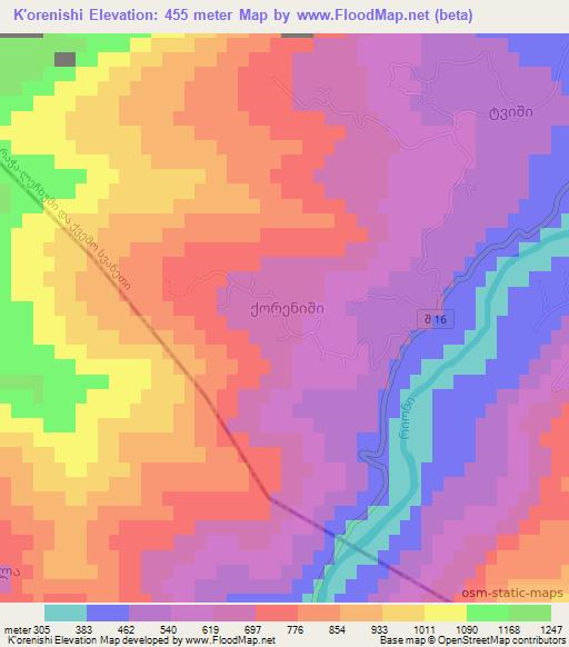 K'orenishi,Georgia Elevation Map