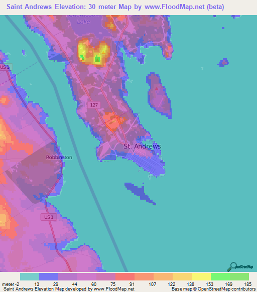 Saint Andrews,Canada Elevation Map