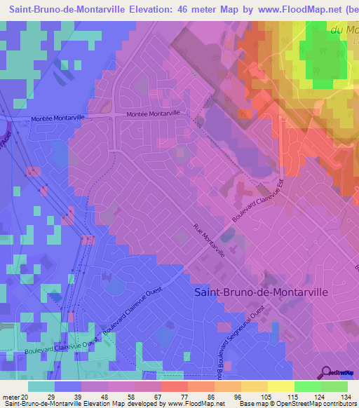 Saint-Bruno-de-Montarville,Canada Elevation Map