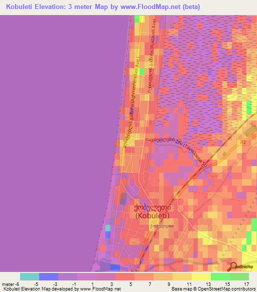 Kobuleti,Georgia Elevation Map